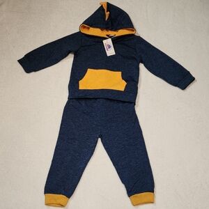 Kids Navy and Yellow Hoodie Set